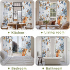 Fall Blue Maple Window Curtains 72 Inch Long 2 Panel Set,Rod Pocket Long Curtains & Drapes,Thanksgiving Pumpkins Daisy Country Leaves Window Treatment for Bedroom Living Room 52"W x 72"L