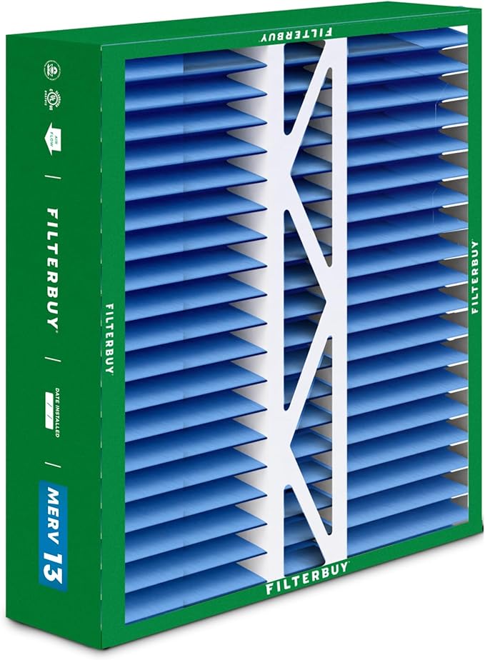 Filterbuy 20x20x5 Air Filter MERV 13 Optimal Smoke & Allergy Defense (4-Pack), Pleated HVAC AC Furnace Filters for Honeywell FC100A1011, Lennox X0585, and More (Actual Size: 19.63 x 19.88 x 4.38)