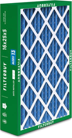 Filterbuy 16x25x5 Air Filter MERV 13 Optimal Smoke & Allergy Defense (1-Pack), Pleated HVAC AC Furnace Filters for Honeywell FC100A1029, Lennox X6670, and More (Actual Size: 15.75 x 24.75 x 4.38)