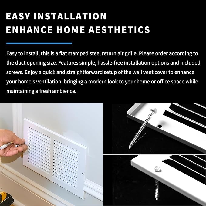16x12 Return Air Grille(Duct Opening Size),Air Return Vent Cover,Flat Vent Cover,Rejillas De Aire Acondicionado Para Casa,Return Air Grilles,Outer Dimensions:17.75"Wx13.75"H(16"W x 12"H, Duct Opening)