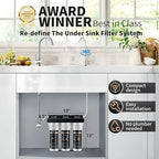 Water Filter for Sink with Faucet, 3-Stage Deep Filtration, Reduce Heavy Metals/Chlorine/PFAS/Odor/Sediment, NSF/ANSI 42&53 Improve Taste, Life Indication Mineral pH+ Under Sink Water Filter