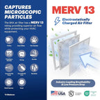 BNX TruFilter 20x24x1 Air Filter MERV 13 (12-Pack) - MADE IN USA - Electrostatic Pleated Air Conditioner HVAC AC Furnace Filters for Allergies, Pollen, Mold, Bacteria, Smoke, Allergen, MPR 1900 FPR 10
