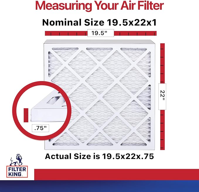 Filter King 19.5x22x1 Air Filter | 4-PACK | MERV 11 HVAC Pleated A/C Furnace Filters | MADE IN USA | Actual Size: 19.5 x 22 x .75"