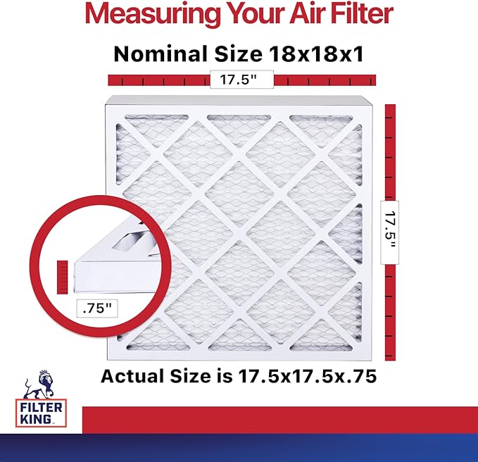 Filter King 18x18x1 Air Filter | 4-PACK | MERV 11 HVAC Pleated A/C Furnace Filters | MADE IN USA | Actual Size: 17.5 x 17.5 x .75"