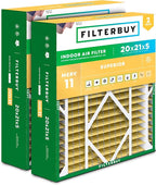 Filterbuy 20x21x5 Air Filter MERV 11 Superior Pet & Allergy Defense (3-Pack), Electrostatic Pleated HVAC AC Furnace Filters Replacement for Lennox and Electro-Air (Actual Size: 19.88 x 20.50 x 4.38)