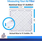 Filter King 17.5x60x1 Air Filter | 4-PACK | MERV 8 HVAC Pleated A/C Furnace Filters | MADE IN USA | Actual Size: 17.5 x 60 x .75"