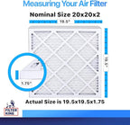 Filter King 20x20x2 Air Filter | 6-PACK | MERV 8 HVAC Pleated A/C Furnace Filters | MADE IN USA | Actual Size: 19.5 x 19.5 x 1.75"