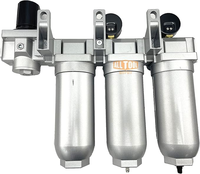 1" NPT SUPER DUTY Industrial Grade 4 Stages Filter Coalescing Desiccant Dryer Regulator System For Compressed Air Lines, Metal Bowls, Great For Paint Spray And Plasma Cutter (AUTO DRAIN)