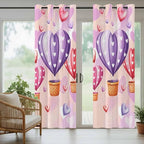Hot Air Balloons Waterproof Outdoor Curtains for Patio, Windproof Weatherproof Curtains with Weighted Hem, Valentine's Day Watercolor Love Balloons Light Filtering Privacy Drapes for Porch 54"x 84"