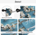 Farmhouse Wooden Grain Tier Curtains, Vintage Shabby Chic Flower Blue Light Filtering Kitchen Curtains, 2Pcs Rod Pocket Half Window Treatments Panels for Sink Cafe Cabinet Camper 27.5x24 Inches