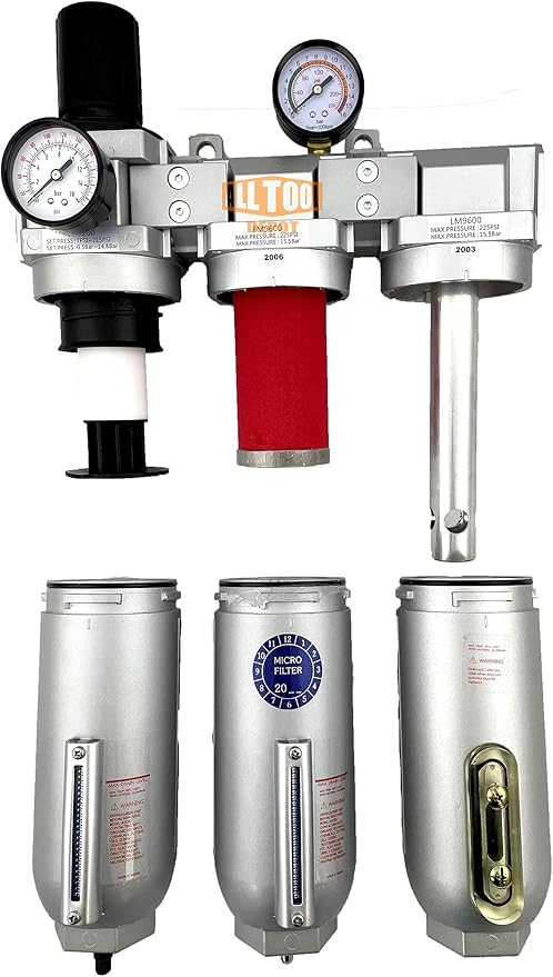 3/4" NPT SUPER DUTY Industrial Grade Filter Regulator Coalescing Desiccant Dryer System For Compressed Air Lines, Metal Bowls, Great For Paint Spray And Plasma Cutter (AUTO DRAIN)
