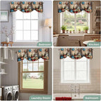Country Flower Tie Up Valance for Window, Western Texas Star Butterfly Barn Door Adjustable Balloon Window Shade Valance Curtain for Kitchen Cafe Bathroom Window Treatment Panel 42''x18''