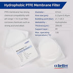 100 Pieces/Pack PTFE Membrane Filters Lab Disc Hydrophobic Filter 47mm Diameter 0.45µm Pore Size