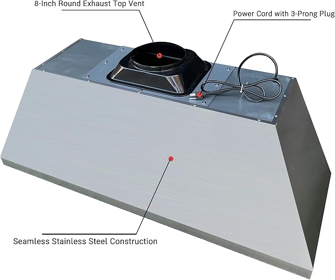 CT Copper Tailor Sloped Copper Vent Hood Island Mount,60'' W,27''H,1260 CFM Exhaust Fan,Stainless Steel Vent,LED Light,Dishwasher-Safe Baffle Filters,VH8TR1