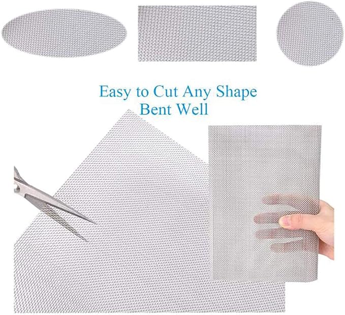 KISKIS 304 Stainless Steel Woven Wire Mesh, Wire Mesh Window Screen Mesh, Prevent Mouse Mice Snakes Hornets Rodents Entering,Easy to Cut and Install,60X300CM24X118INCH