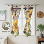 Farmhouse Sunflowers Living Room Curtains 84 Inch Length, Window Curtains Tab Top, Rustic Barn Doors Flowers Butterfly Wooden Light Filtering Window Treatments Drapes 42"x84" 2 Panel