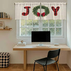 Red Green Christmas Kitchen Tier Curtains 24 Inch Long 2 Panel Set,Rod Pocket Cafe Small Window Curtains Over Sink,Farmhouse Xmas Botanical Winter Short Drapes for Bathroom Cabinet 27.5"W x 24"L