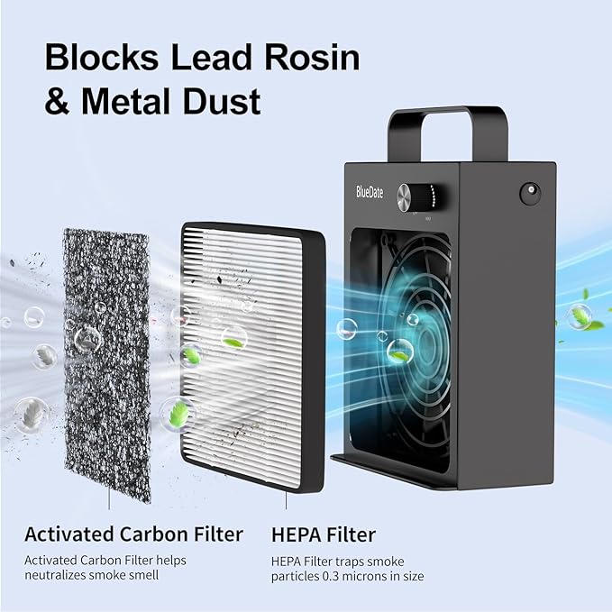 HEPA Solder Fume Extractor Fan Solder Smoke Absorber DIY Work Fan for Soldering Station, Hand Engraving, Jewelry Soldering Use with HEPA Filter