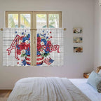 Independence Day Kitchen Curtains 54 Inch Long 2 Panel Set, Rod Pocket Window Curtains Panels, 4 of July Rose Wooden Grain Vintage Light Filtering Drapery Draperies for Bathroom Bedroom 52"W x 54"L