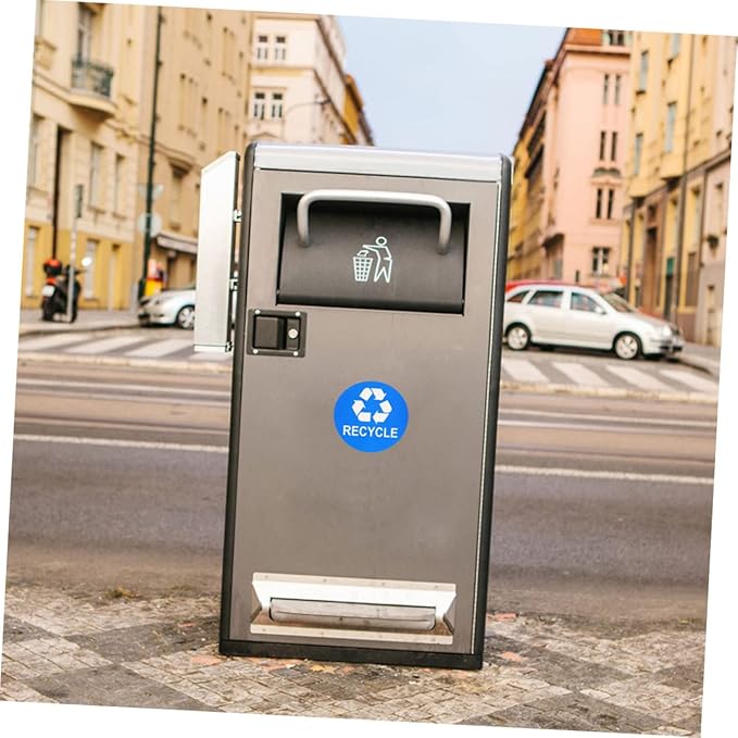 8pcs Trash Can Stickers for Waste Sorting Garbage Classification Decals Black and Blue for Easy Recycling and Sustainable Habits
