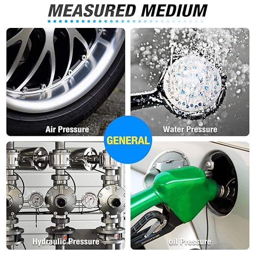 MEANLIN MEASURE 1/4" NPT 0-60Psi 2" FACE DIAL Swimming Pool Water Pressure Gauge Lower Mount, with 1/4" x 1/2" NPT and 1/4" x 3/8" NPT Hex Bushing