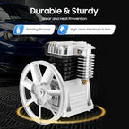 Air Compressor Pump Head, Twin Cylinder Air Compressor Head with 3Hp Powerful Function Exhaust Valve Design and Good Heat Dissipation Air Filter Muffler Industrial Compressor Pump Motor for Electronic