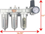3/4" NPT HEAVY DUTY Industrial Grade 4 Stages Filter Coalescing Desiccant Dryer Regulator System For Compressed Air Lines, Metal Bowls, Great For Paint Spray And Plasma Cutter (MANUAL DRAIN)