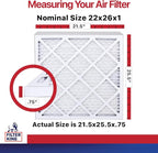 Filter King 22x26x1 Air Filter | 4-PACK | MERV 11 HVAC Pleated A/C Furnace Filters | MADE IN USA | Actual Size: 21.5 x 25.5 x .75"