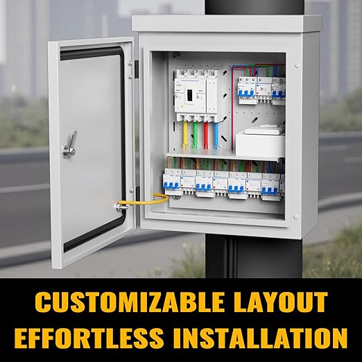 Steel Electrical Box, 20"x16"x8" Steel Enclosure, IP67 Waterproof & Rust-Resistant, Outdoor/Indoor Electrical Junction Box with Mounting Plate for Wall/Pole Mount