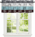 Laundry Rules Valances for Windows, Retro Blue White Wood Board Grain Kitchen Valance Light Filtering Rod Pocket Short Curtains for Kitchen Bathroom, 1 Panel, 60"x18"