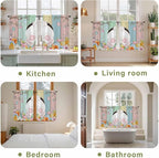 Easter Kitchen Curtains 54 Inch Long 2 Panel Set, Rod Pocket Window Curtains Panels, Spring Colorful Bunny Eggs Flower Wood Grain Light Filtering Drapery Draperies for Bathroom Bedroom 52"W x 54"L