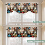 Country Flower Tie Up Valance for Window, Western Texas Star Butterfly Barn Door Adjustable Balloon Window Shade Valance Curtain for Kitchen Cafe Bathroom Window Treatment Panel 42''x12''