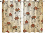 2 Panel Kitchen Cafe Curtains, Desert Sand Camel Sunlight Filtering Nature Air Through, Home Decor Window Covering Tier Curtains for Living Room 104W x 63L inch Summer Tropical Animals Vintage Beige