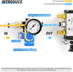 TAILONZ PNEUMATIC 5-in-1 1/4 Inch NPT AR2000 Mini Pressure Regulator Kit for Compressed Air Systems, Adjust 0 to 145 Psi