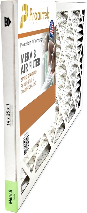 Proairtek AF14251M08SWH Model 14x25x1 Pack of 2 Air Filters, MERV 8; Ideal for Anyone Wanting Clean, Crisp Air in Their Home