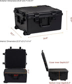 MEIJIA Portable All Weather Waterproof Hard Case, Camera Case with Customizable Fit Foam And Rolling Wheels, 24.8"X23.7"X13.17",Elegant Black