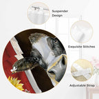 Cows Sunflowers Kitchen Curtains 45 Inch Length, Short Cafe Window Curtains Tab Top, Rustic Farms Barns Flowers Bees Animals Light Filtering Window Treatments Tier Drapes 27.5"x45" 2 Panel