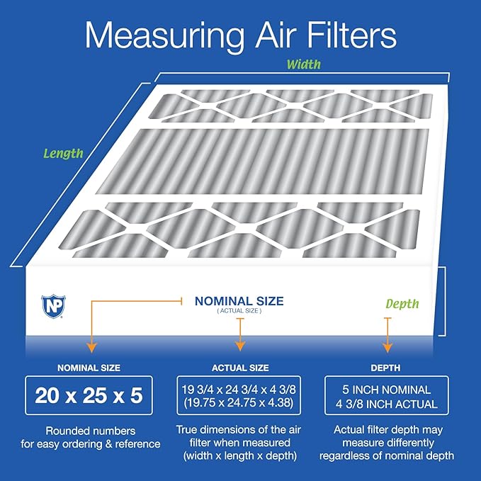 Nordic Pure 20x25x5 (Actual Size: 19 3/4 x 24 3/4 x 4 3/8) Lennox X6673 X6675 Replacement Air Filter MERV 8 + Carbon 4 Pack