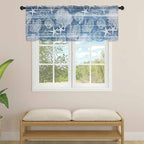 Navy Blue Retro Summer Sheer Valance Curtains, Sea Turtle Starfish Coral Ocean Light Filtering Kitchen Valances Rod Pocket Voile Curtain Window Treatment for Bedroom/Living Room/Basement 60Wx18L