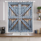 Farmhouse Wood Grain Living Room Curtains 84 Inch Length, Window Curtains Tab Top, Vintage Country Barn Gate Textured Light Filtering Window Treatments Drapes 52"x84" 2 Panel