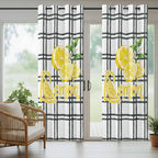 Lemon Outdoor Curtains for Patio Lemon Leaves Summer Plaid Buffalo Waterproof Outside Curtains with Grommet Top Weatherproof Curtain for Cabana Pergola Gazebo, 2 Pack, 54" W x 84" L