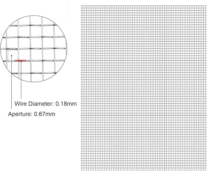 304 Stainless Steel Metal Mesh 30 Mesh Screen, Fine Woven Cloth Roll, Air Vent Cover Net for Insect Control Filtration Repairs