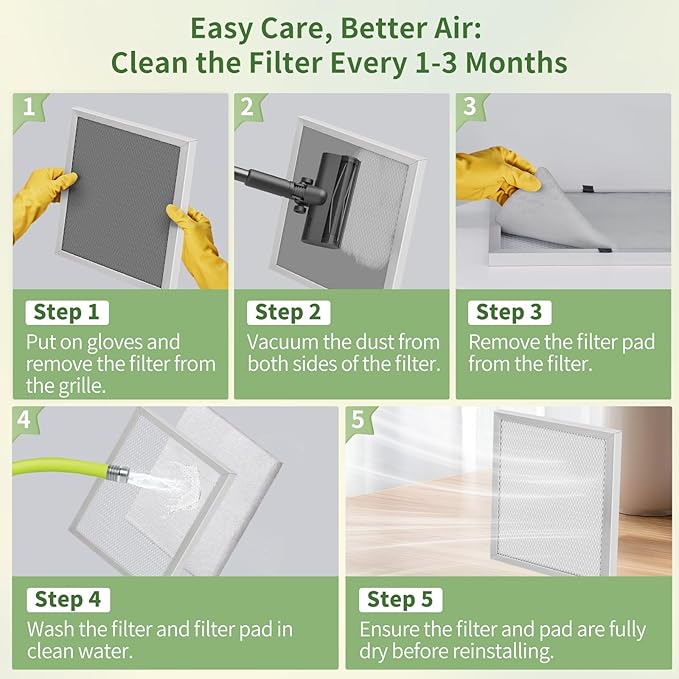 16x24x1 Reusable Air Filter MERV 8 Washable Furnace & AC Filter with 2 Extra Media Pads, Aluminum Electrostatic Air Filters for Home, Fits HVAC System, Air Conditioner, Air Handler