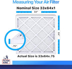 Filter King 33x64x1 Air Filter | 4-PACK | MERV 8 HVAC Pleated A/C Furnace Filters | MADE IN USA | Actual Size: 33 x 64 x .75"