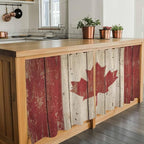 Canada Tier Curtains, Red Maple Leaf Flag Vintage Farmhouse Wooden Grain Light Filtering Kitchen Curtains, 2Pcs Rod Pocket Half Window Treatments Panels for Sink Cafe Cabinet Camper 27.5x36 Inches