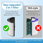 2 Pack Combi 360°Glass HEPA+Activated Carbon Filter For Dyson HP1 HP2 TP09 TP07 TP06 TP04 TP10 TP7A HP04 HP06 HP07 HP09 HP10 HP4A HP7A PH01 PH02 PH03 PH04 PH3A DP04 PC1 PC2 Air Purifier, #965432-01