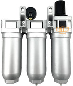 1" NPT SUPER DUTY Industrial Grade Filter Regulator Coalescing Desiccant Dryer System For Compressed Air Lines, Metal Bowls, Great For Paint Spray And Plasma Cutter (MANUAL DRAIN)