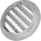 4" Gray Vent Cover - Aluminum - Industrial Round Air Vent Louver - Metal Soffit Vent with Screen - Mesh - Round Vent Grille for House Or Garage Wall- (4" Inch, Gray)