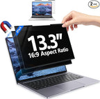 2Pack Magnetic 13.3 Inch Laptop Privacy Screen 16:9 Aspect Ratio, Removable Anti-Blue/Glare Protector Film, Anti Spy Desktop Security Private Filter 13.3in