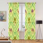 2 Panel Kitchen Cafe Curtains, Desert Sand Camels Sunlight Filtering Nature Air Through, Window Decor Tier Curtains for Living Room 104W x 96L inch Palm Trees Tropical Plants Polka Dot Yellow